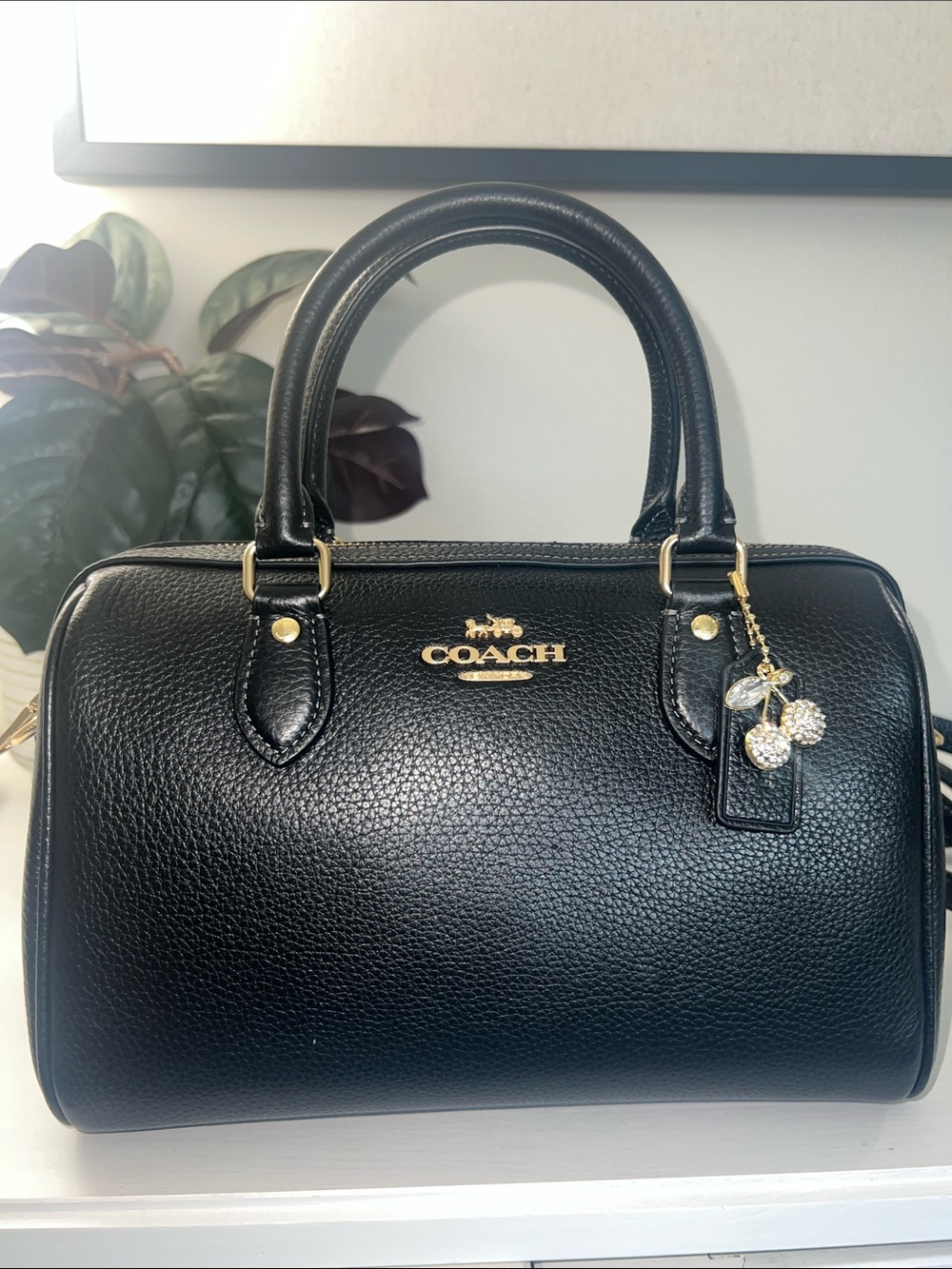Coach Outlet Rowan Satchel Bag Black and Gold  Style No. CV962